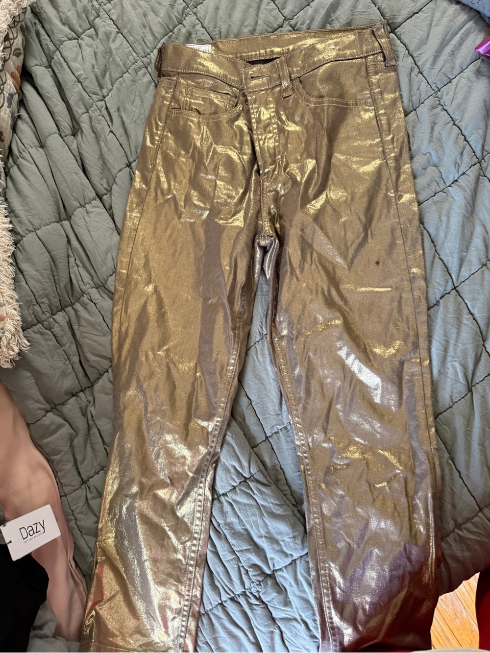 GAP Metallic Gold High-Rise Slim Jeans